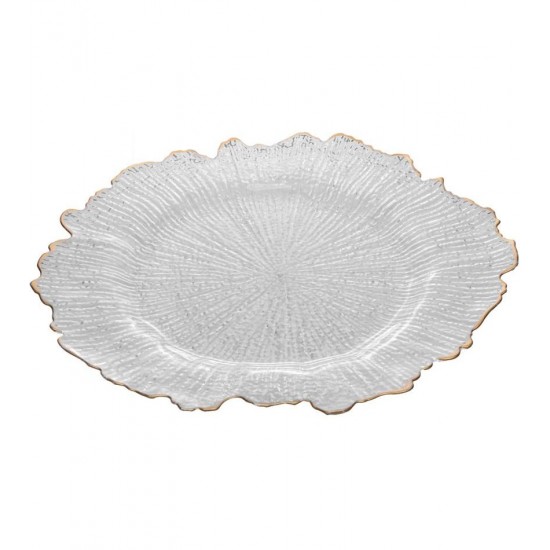 Sousplat 32cm de Plástico Com Fio De Ouro